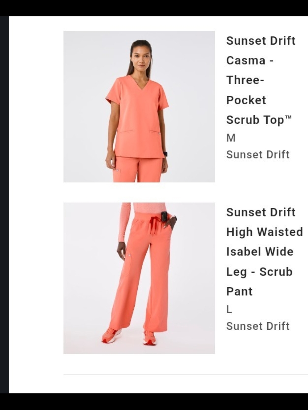 FIGS Isabel High Waisted Wide Leg Scrub Pants Sunset Drift L NWT - Picture 4 of 4